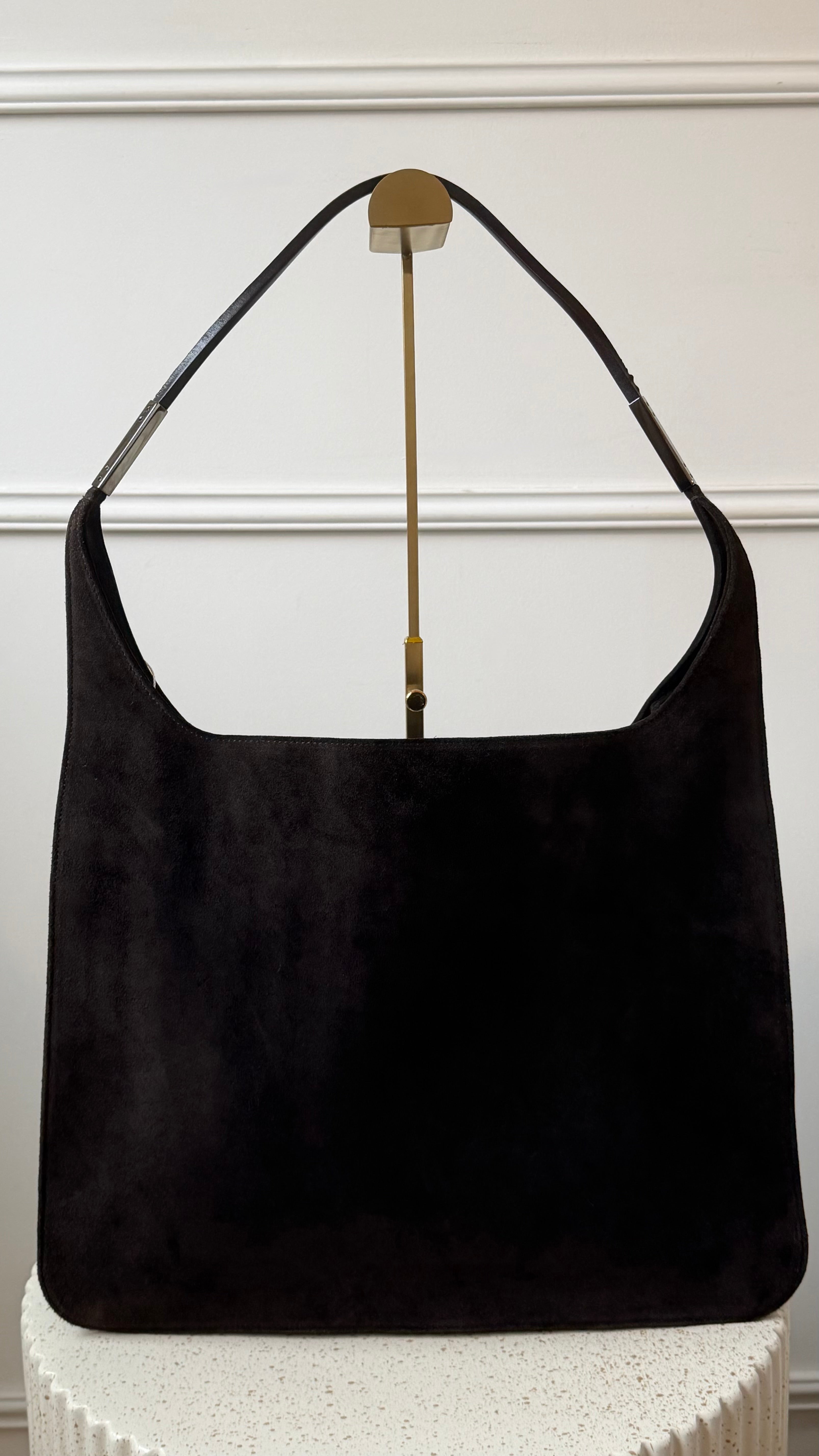 Gucci Suede Shoulder Bag - Dark brown