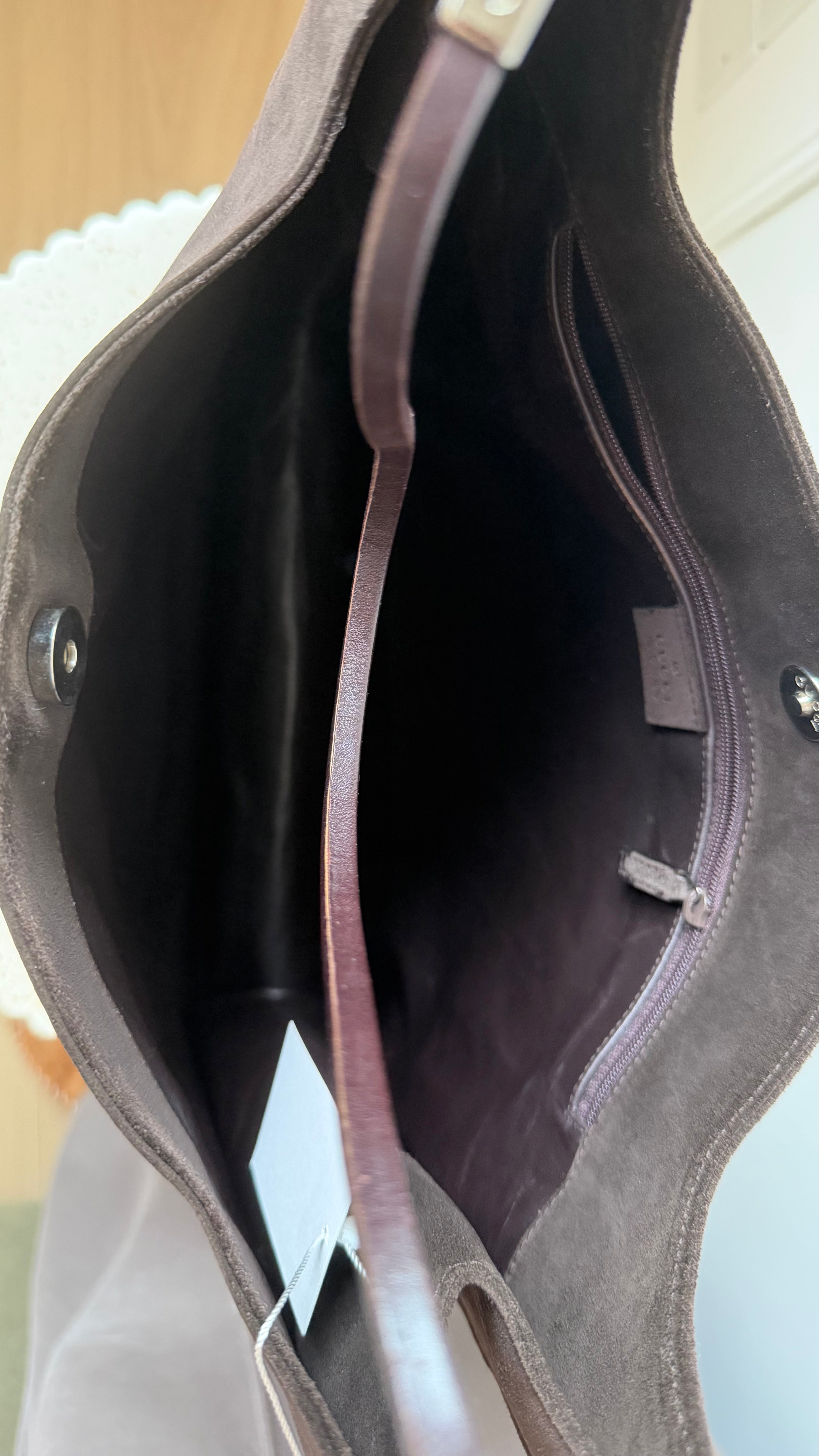 Gucci Suede Shoulder Bag - Dark brown