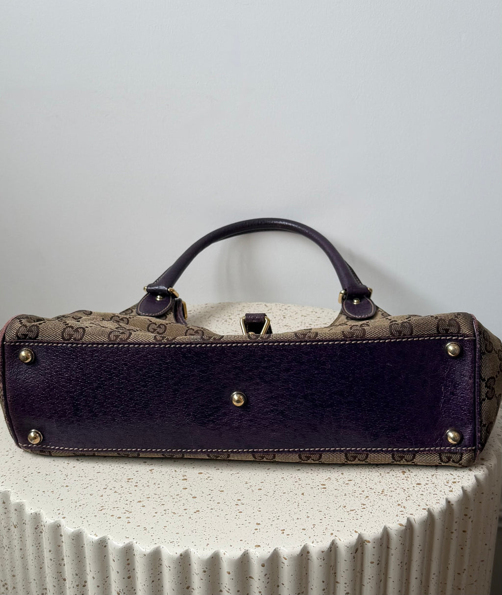 Gucci Jackie GG Canvas & Leather Brown Purple Handbag