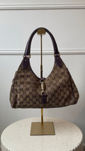 Gucci Jackie GG Canvas & Leather Brown Purple Handbag