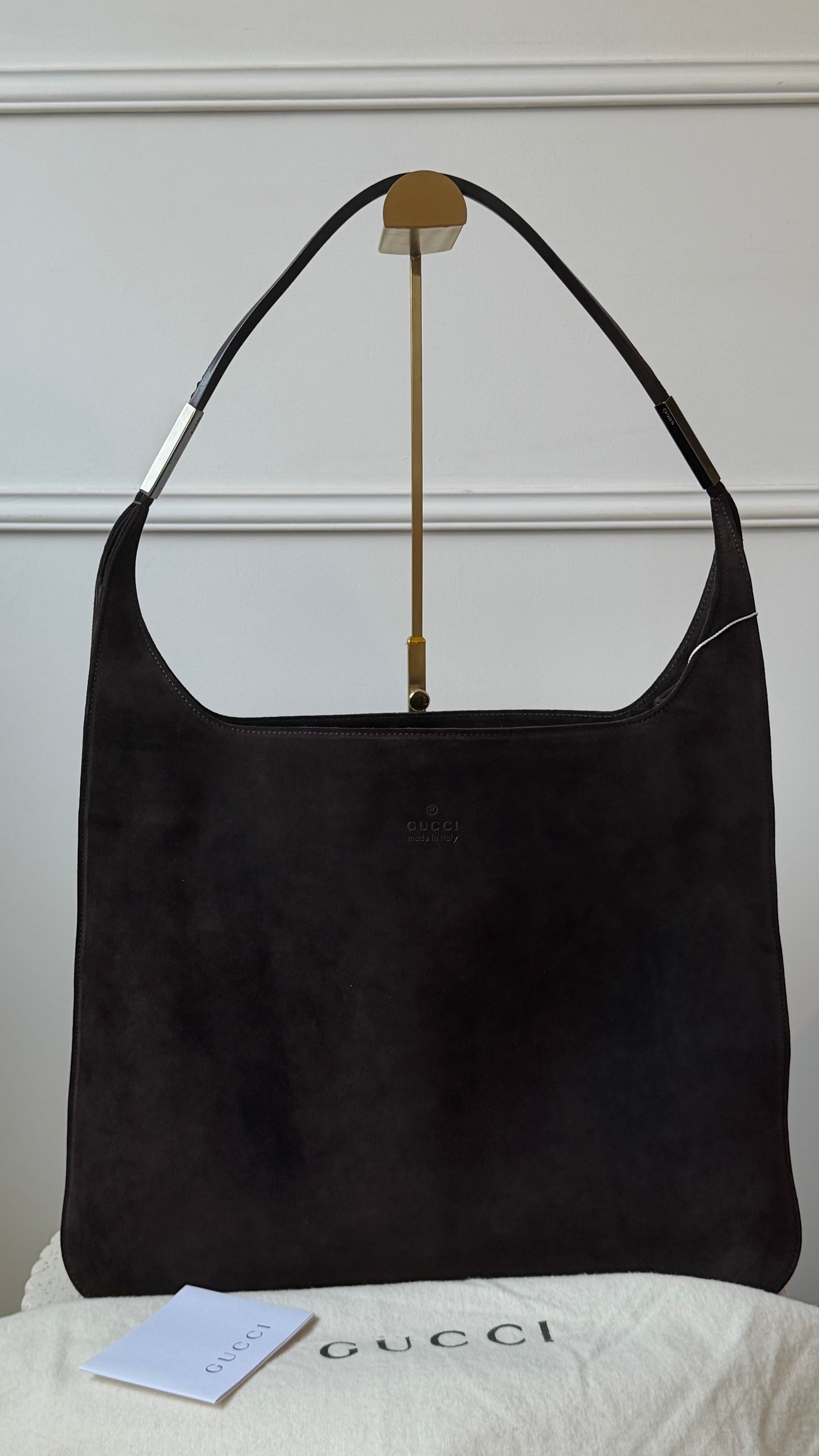 Gucci Suede Shoulder Bag - Dark brown