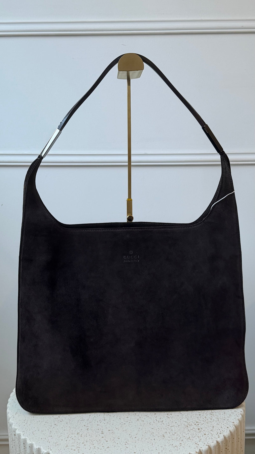 Gucci Suede Shoulder Bag - Dark brown