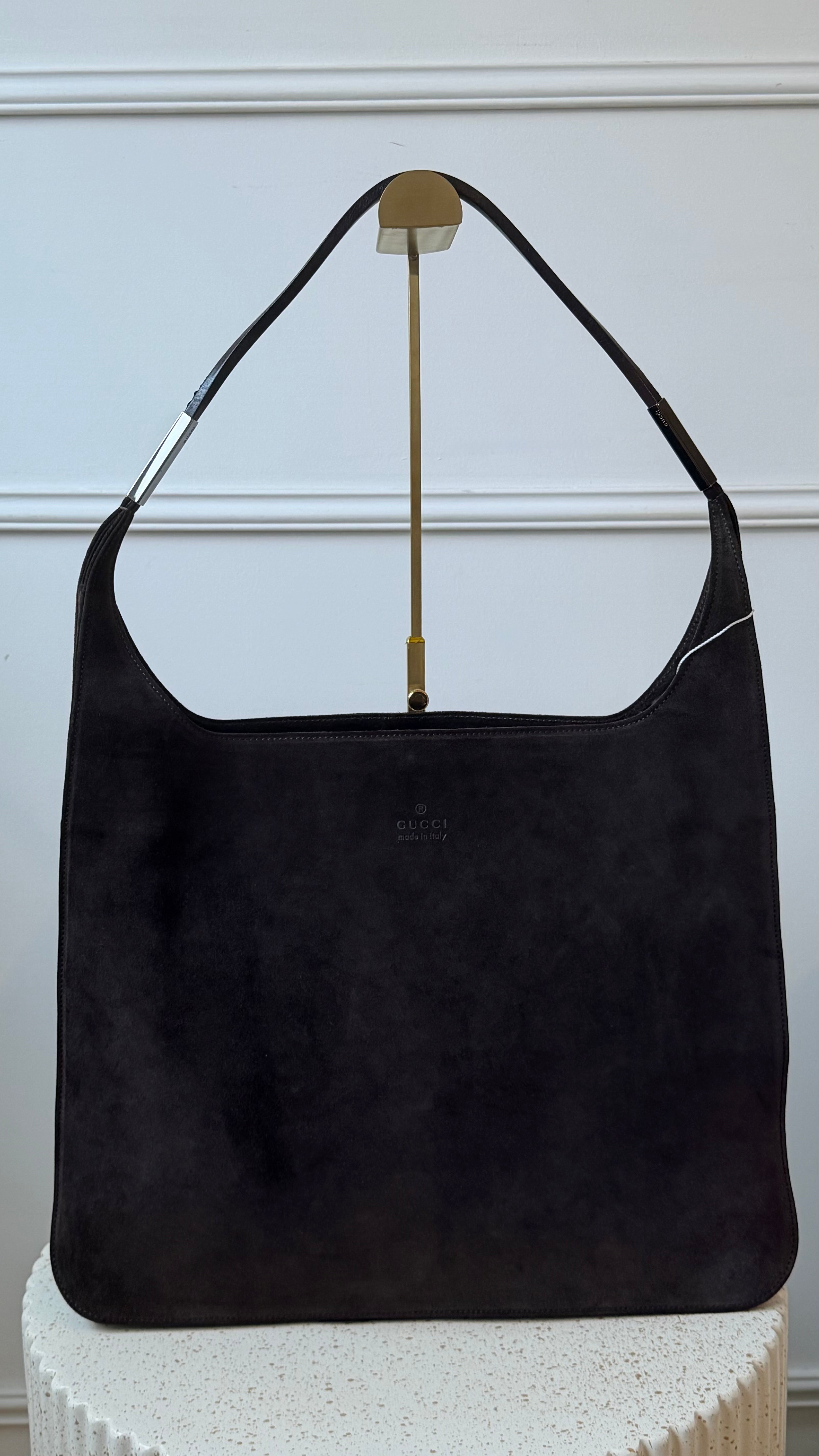 Gucci Suede Shoulder Bag - Dark brown